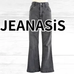 USED JEANASIS ベルボトム デニムパンツ 裾幅広 ブラック Sサイズ 古着 レディース ジーナシス