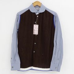 【三重店】TTT MSW｜ティーモダンストリートウェア 22SS Knit Cardigan Docking Shirt 長袖シャツ ブルー TTT-2022SS-KT10 サイズ:L【104-A331】