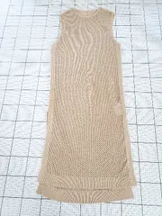 ◇ ⊂ 未使用 STYLEMIXER 透かし編み ノースリーブ ロング ニット ワンピース サイズF ベージュ系 レディース E  【1508270008119】
