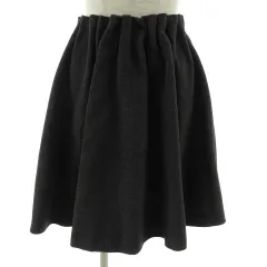 ビームスハート BEAMS HEART スカート フレア ひざ丈 シンプル 無地 ウエストゴム 厚手 グレー