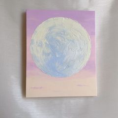 優しい月✴︎絵画　アクリル画　テクスチャー　アート　月　空　淡い　儚い　パステル　原画