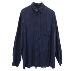 ニコアンド 総柄 長袖 シャツ L ネイビー系 niko and... メンズ 古着 【231025】 メール便可