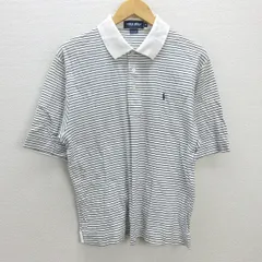 G■ポロラルフローレン/POLORalphLoren GOLF 半袖ポロシャツ/鹿の子地 ボーダー柄【M】白黒/men's/150【中古】■