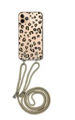 iPhone 17 ProMAX アイフォン17プロマックス スマホケース ショルダーストラップ 紐 付き ヒョウ柄 ヒョウ 豹柄 レオパード アニマル柄 透明ケース クリア かっこいい ベージュ カラー02