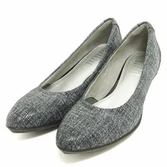 フィットフィット FITFIT 美品 パンプス ポインテッドトゥ ヒール 総柄 紺 ネイビー 24.5cm 靴