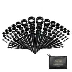 拡張器 ピアス セット 50点 アクリル シリコン製 ボディピアス 14G-00G ダブルフレア Vogem トンネル ゴム キャッチ エキスパンダー ピアス アクセサリー 金属アレルギー対応 男女兼用