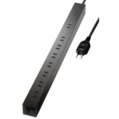 エレコム 電源タップ 雷ガード 10個口 1m ほこりシャッター 【 固定 ・吊下可能な回転パーツ付き】 ブラック ECT-0101BK 0