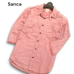 Sanca サンカ 春夏 カットオフ★ 7分袖 ワーク シャンブレー シャツ Sz.1 メンズ 日本製のサムネイル