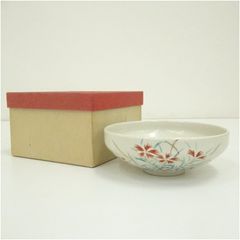 仁清写 朝顔 平茶碗 平安東雲窯 茶道具 京焼 色絵 金彩 紙箱付 夏茶碗