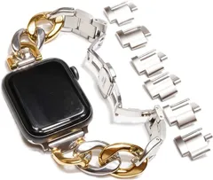 Royce&Roland Apple watch チェーンバンド バタフライバックル おしゃれ アップルウォッチ 時計 ステンレス/シルバー レディース メンズ ギフト プレゼント(シルバー/ゴールド,  44mm 45mm 46mm 49mm)