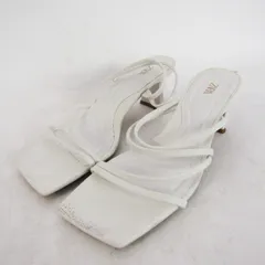 ザラ サンダル スクエアトゥ ミュール ヒール シューズ 靴 レディース 37サイズ ホワイト ZARA 【中古】