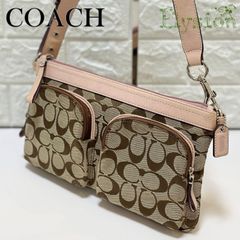 ★COACH★ コーチ ショルダーバッグ ウエストポーチ キャンバス地 ブラウン×ピンク