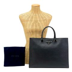 プラダ PRADA トートバッグ サフィアーノ (レザー) トライアングルロゴ 2VG101 ブリーフケース ビジネスバッグ 書類かばん メンズ ネロ (ブラック) 正規品 美品 中古 mbl26001