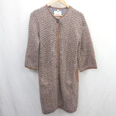 ◇ ⊇ KARINE　カリネ 総柄 長袖 ロングニットカーディガン サイズF ブラウン系 レディース E  【1506130005285】