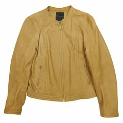 美品 トゥモローランドコレクション TOMORROWLAND collection ラムレザー ジャケット ブルゾン アウター ジップアップ 羊革 サイズ36 ベージュ レディース/5