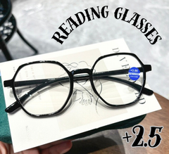 2.5 老眼鏡メガネ眼鏡 黒縁 多角形おしゃれレトロ 大きめ大きい ブルーライト レディースメンズ人気軽量 シニアリーディンググラス40代50代 オシャレお洒落 女性男性pcメガネ UVカット パソコン用 四角ブラック 可愛いラウンドボストン シンプル めがね