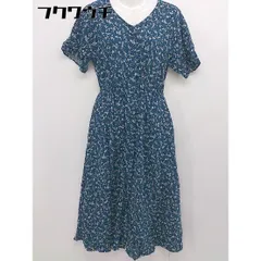 ◇ GLOBAL WORK グローバルワーク 総柄 ウエストゴム 半袖 ロング ワンピース サイズM グリーン系 レディース  【中古】 【1106080010270】