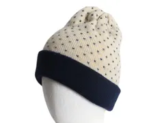 【お得なクーポン配布中!】 手編み 80s USA製 バーズアイ 総柄 ウール ニット キャップ フリーサイズ 古着 ヴィンテージ 帽子 ハンドメイド ワッチ ニット帽 ビーニー