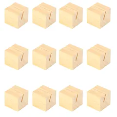 新品 CINECE メモクリップ ホルダー スタンド 木製 12個 写真 カード 立て 名刺 便箋 文具 事務 シンプル (正方形)