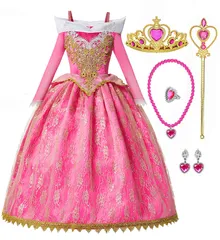 新品 [Axaxa] プリンセス ドレス キッズ (プリンセスエプロン+魔法のステッキ+ティアラ)3点セット キッズコスチューム ワンピース イベント 演出 仮装 衣装 変装 舞台服 クリスマス ハロウィン 誕生日 プレゼント