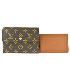 【中古】 ルイヴィトン LOUIS VUITTON ポルト トレゾール エテュイ パピエ 三つ折り 財布 モノグラム レザー パスケース付 M61202 68MK701