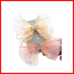 【即発送】おしゃれ かわいい 前髪クリップ 結婚式 卒業式 キッズ パーティー レースリボン パーティー 花火大会 ヘアクリップ お出かけ ベビー ドレス お誕生日 YINKE プレゼント（2点セット）