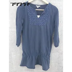 ◇ MILKFED. ミルクフェド 刺繍 七分袖 ミニ チュニック ワンピース サイズXS ネイビー レディース 【中古】 【1002801630416】のサムネイル