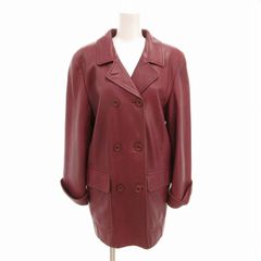 パルティナ Partina ラムレザー ジャケット チェスターコート ショート ダブル 羊革 本革 M ボルドー えんじ /TZ 1014