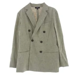theory セオリー 01-3104109-650-704 リネン レーヨン ダブルブレスト テーラード ジャケット グレー系 4【中古】