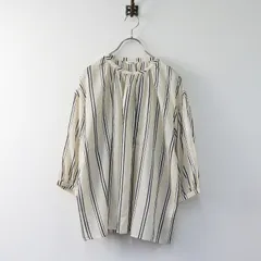 ルグラジック LE GLAZIK ランダムストライプ ギャザーネックブラウス 36/ベージュ トップス【2400013898492】のサムネイル