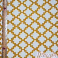 USAコットン　カットクロス　michael miller　ホワイト&黄土色　53cm×43cm（カット済）　FB-1734
