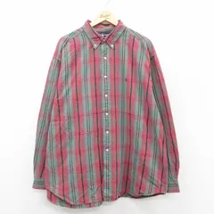 XL/古着 ラルフローレン 長袖 ブランド シャツ メンズ 90s ワンポイントロゴ BLAKE 大きいサイズ ロング丈 コットン ボタンダウン 緑系他 