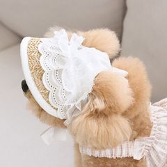 麦わらキャップ 帽子 麦わら 紫外線対策 春 夏 日よけ 犬の帽子 犬用帽子 サンバイザー