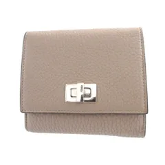 フェンディ　二つ折り財布　セレリア　シルバー系　レザー　付属品完備　FENDI セレリア 二つ折り財布 レザー ダークブラウン フェンディ – RECLO