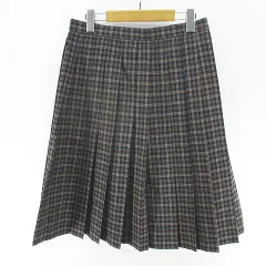 ヒロココシノ HIROKO KOSHINO チェック柄 膝丈 プリーツスカート スカート 75-62 茶系 ブラウン 日本製 毛 ウール