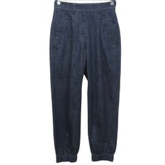 美品 22SS BRUNELL CUCINELLI ブルネロクチネリ モニーレ装飾 裾リブ テーパード デニムパンツ I40 インディゴ レディース 古着 中古 USED