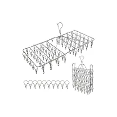 ピンチ ハンガー 70+10ピンチ 洗濯 物干し ピンチ 洗濯 ハンガーステンレス ピンチハンガー 洗濯もの 70 ピンチ オールステンレス製折りたたみ式 収納便利 70+10個の余裕がある予備ピンチが付きで大容量