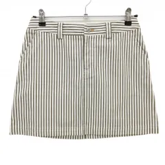 【超美品】アディダス スカート 白×ブラウン ストライプ バックロゴプリント レディース M/M ゴルフウェア adidas