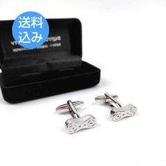 カフスボタン カフリンクス チェーン ロードバイク 自転車 シルバー