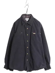 【お得なクーポン配布中!】 US企画 カーハート コットン キャンバス シャツ ジャケット メンズ XL / ワーク ダック チェック フランネル ライナー付き 長袖シャツ 紺