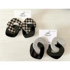 ハンドメイド　大ぶりモノトーンフープピアス