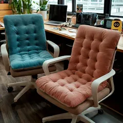 【新品?未使用】エルゴノミックソフトタッチチェアクッション、バックサポート付き - オフィスおよび家庭用椅子、冬、コンピューターチェア、長時間使用に快適なポリエステ