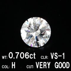 0.706ct H VS-1 V.Good ダイヤモンド ルース 中宝 ソーティング付き
