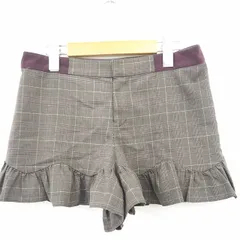 ジルスチュアート JILL STUART キュロット パンツ ボトムス フリル チェック ミニ ショート ウール混 0 ダークグレー ワインレッド 赤紫 /MT42のサムネイル
