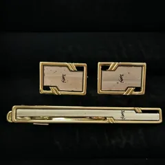 【良品】イヴサンローラン YSL カフス＆タイピンセット  ヴィンテージ 1025001 Yves Saint Laurent YSL Logo Cufflinks & Tie Clip Set  Vintage