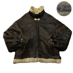 Vintage ヴィンテージ B-3 FlightJacket フライトジャケット Mouton ムートン Military ミリタリー チンストラップ GenuineLeather 本革 Sheepskin 羊革 DarkBrown 茶 XL