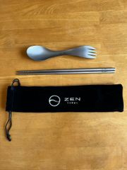新品 ZEN Camps カトラリーセット チタン製  箸 スプーン フォーク カトラリー 超軽量  キャンプ 登山 収納袋付