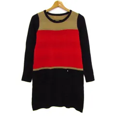 ソニアバイソニアリキエル ロングワンピース トップス 長袖 レディース 38サイズ オレンジ×黒×ベージュ SONIA by SONIA RYKIEL 【中古】