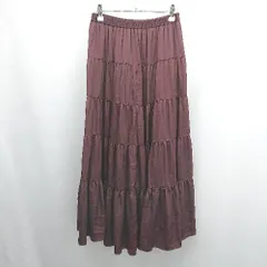 ◇ Θ クチュールブローチ サイズMになります ロング ギャザー ギャザースカート サイズ38 ブラウン系 レディース E  【1507080007039】