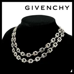 CH【GIVENCHY】Gロゴ チェーン ロング ネックレス シルバーカラー ヴィンテージ ペンダント ジバンシー/ジバンシィ (CH-2924)